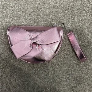NWT Bath & Body Works Metallic Pink Wristlet with Bow Detail